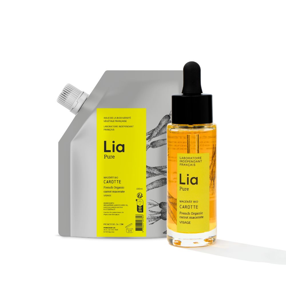 Photo Flacon avec sa recharge huile Carotte Lia cosmetiques
