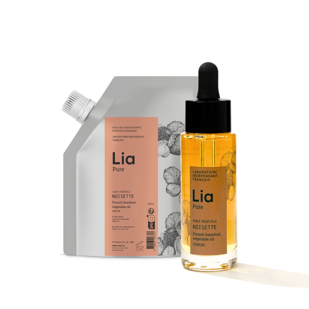 photo flacon huile de noisette 30ml et sa recharge 100ml Laboratoire LIA