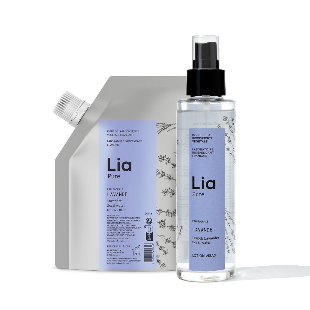 photo flacon et recharge eau florale de lavande bio Laboratoire LIA