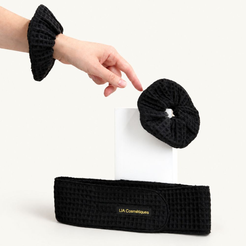 bandeau de soin et chouchou anti-éclaboussure