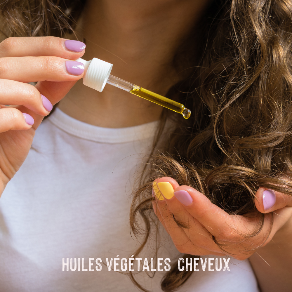 femme profitant des bienfaits des huiles végétales sur ses cheveux