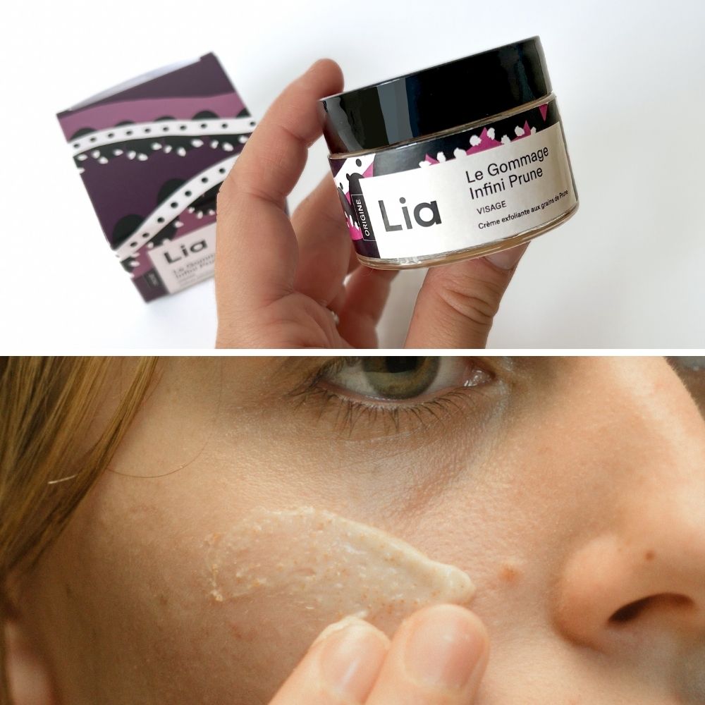 gommage visage aux grain de prune bio laboratoire lia
