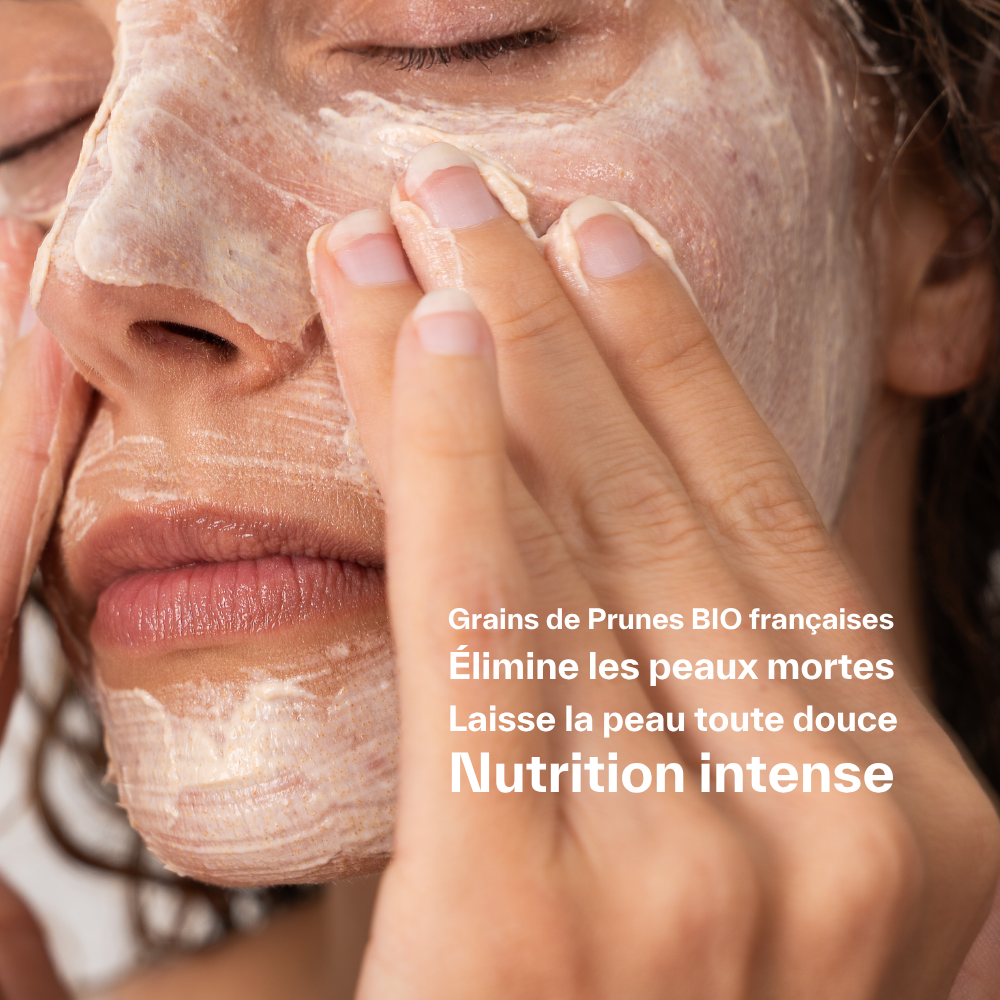 gommage crème visage naturel sur visage laboratoire lia
